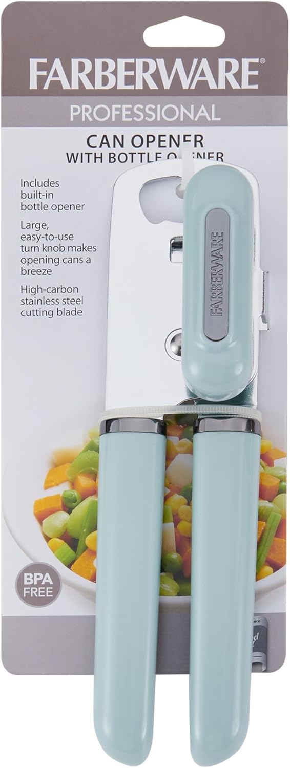 Abrelatas manual Farberware con hoja acero inoxidable y asas ergonómicas