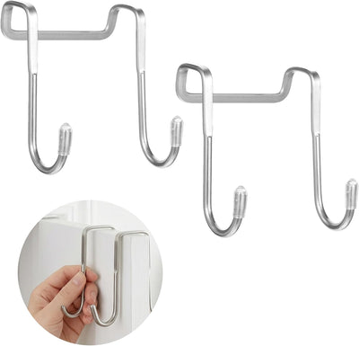 2 Pzas Ganchos Acero Inox para Armario Puerta Baño Cocina