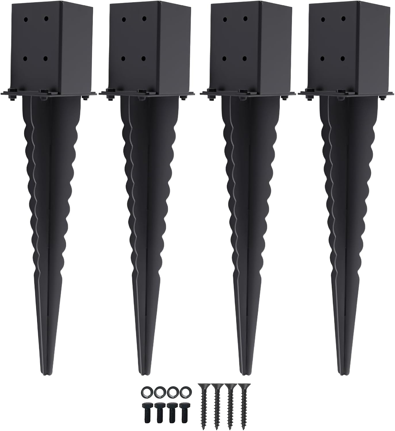 4 Estacas Anclaje Valla 4x4pulg Base Metal Negro