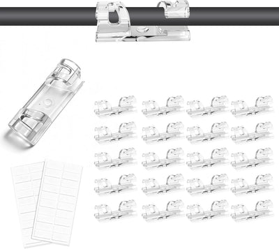 Clips adhesivos para cables transparentes 20 pzas con agujeros