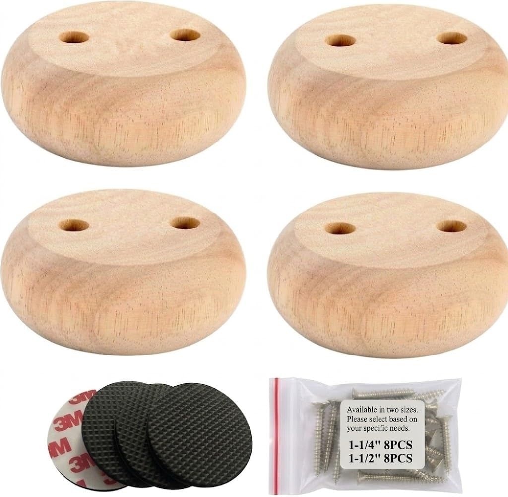 Patas mueble madera dura 1pulg set 4 redondas