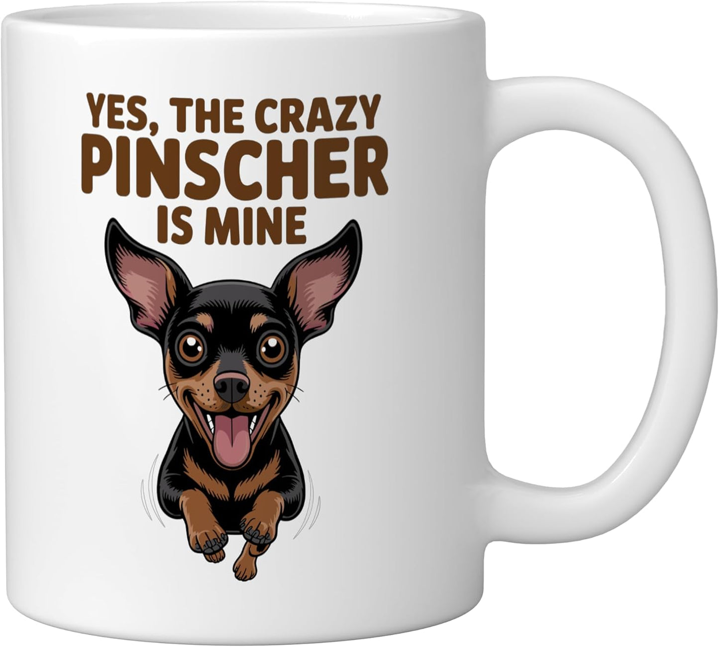 Taza Cerámica Perro Min Pin Blanco