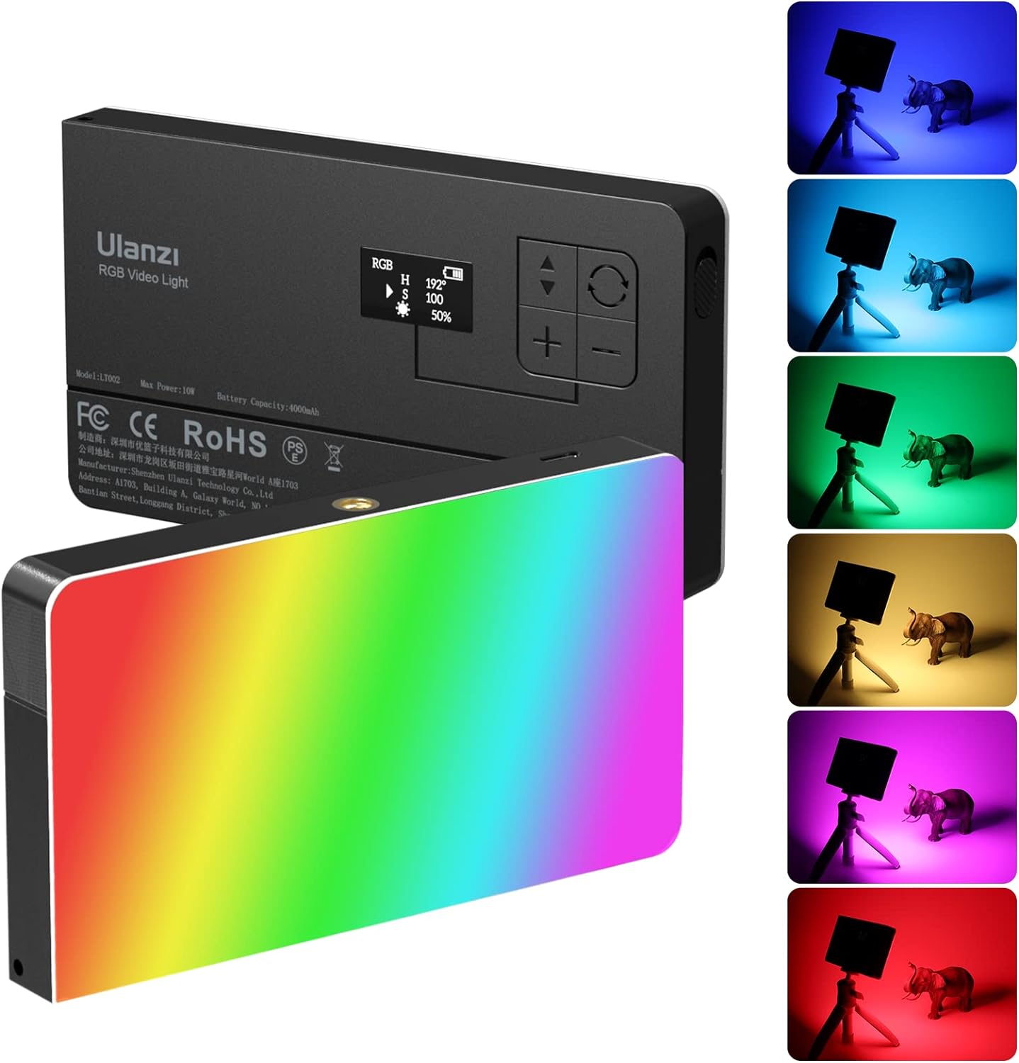 Luz RGB portátil 20 colores 2500-9000K panel LED para cámara