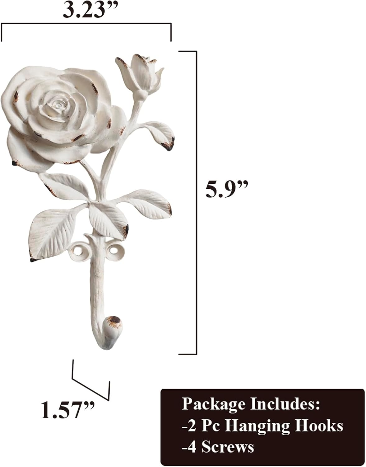 2 Ganchos Pared Rosa Metal Resistente Decorativo