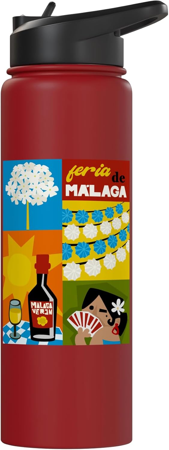 Botella de agua aislada acero inoxidable Malaga Fair
