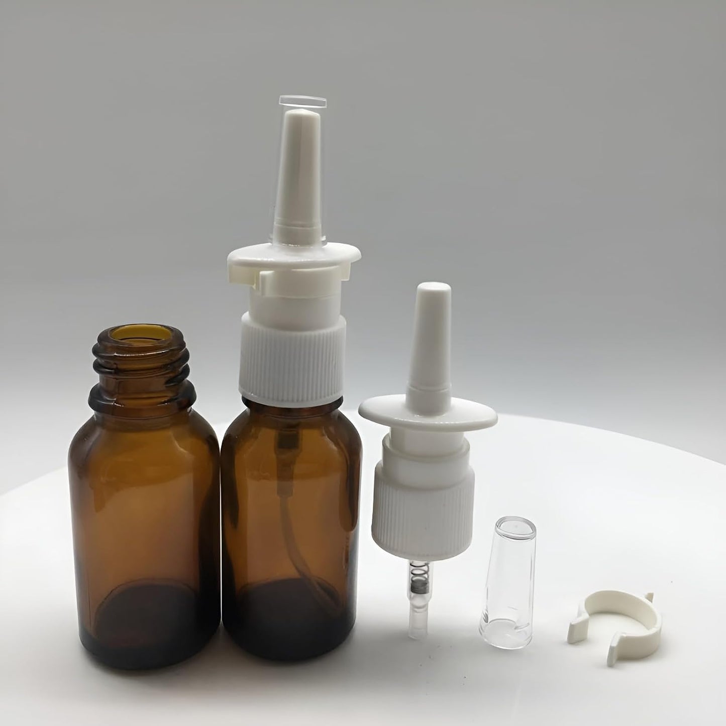 Botella spray nasal vidrio ámbar 1oz vacía recargable