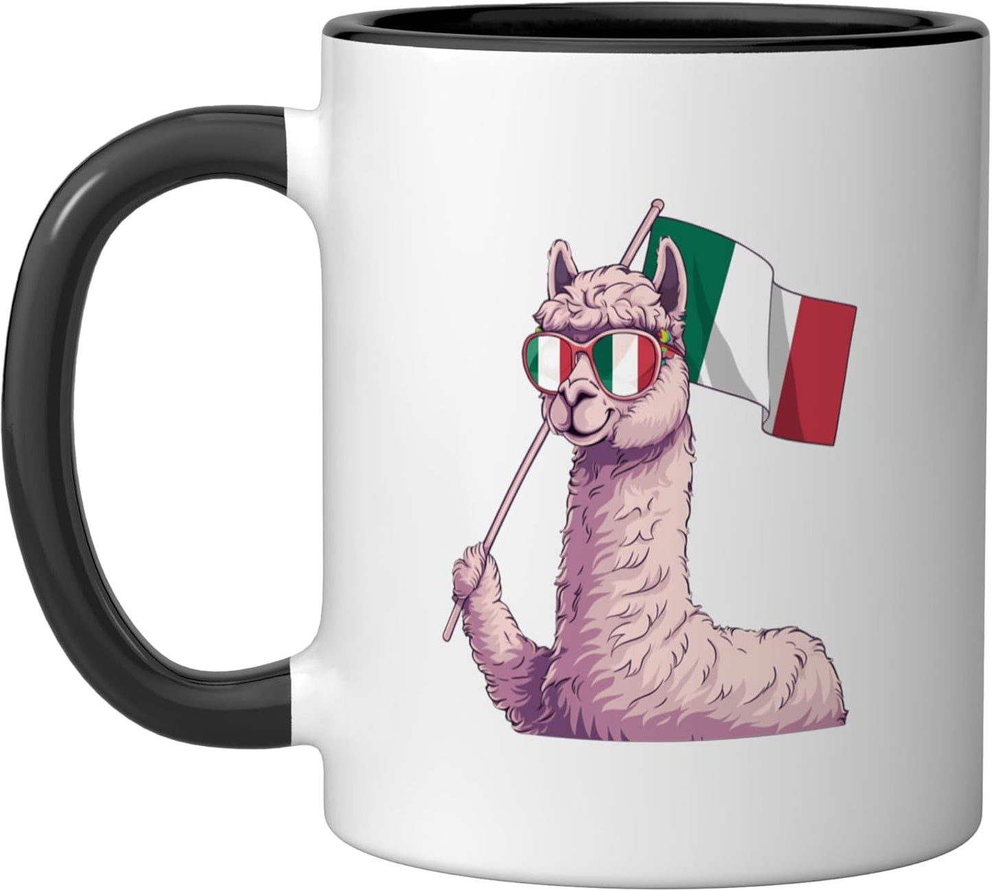 Taza Cerámica Italia Bandera Negro/Blanco