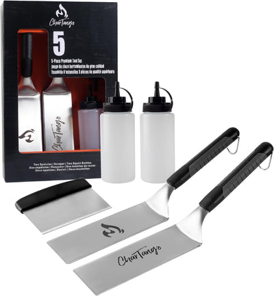 Set 5 Espátulas Acero Inox para Parrilla Regalo Papá