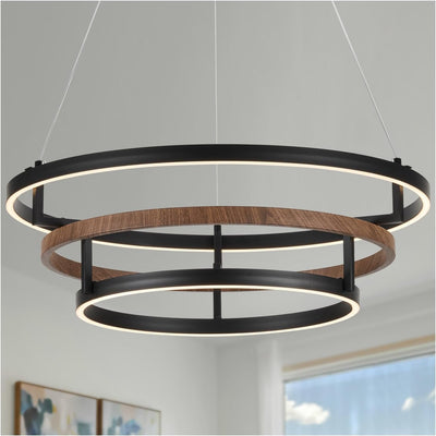 Lámpara LED anillo negro 24pulg comedor cocina