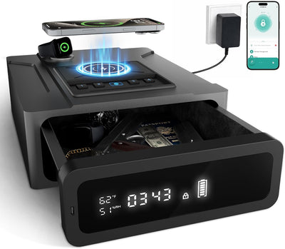 Caja fuerte inteligente con carga inalámbrica para teléfono