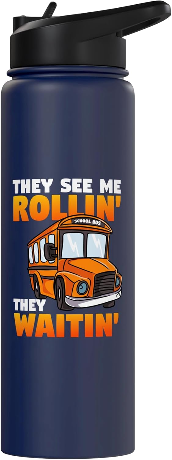 Botella de agua aislada de acero inoxidable Funny School Bus Driver