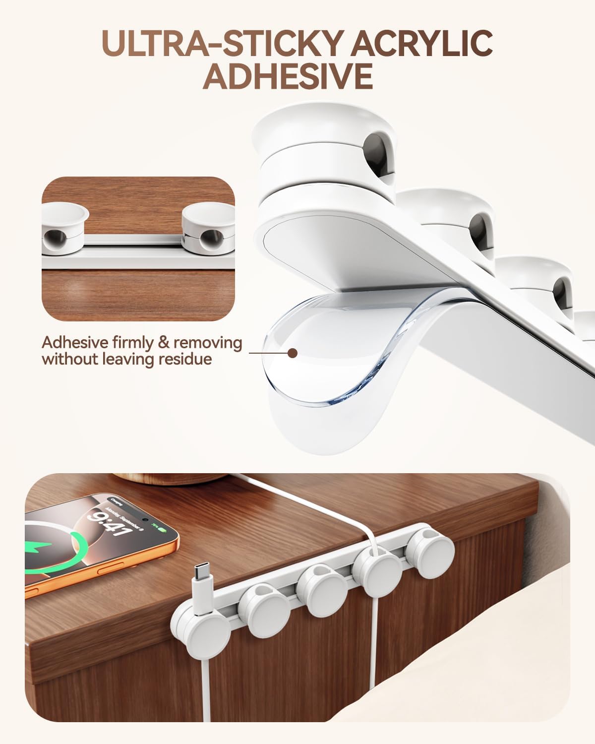 Clips magnéticos ajustables 5en1 organizador cables