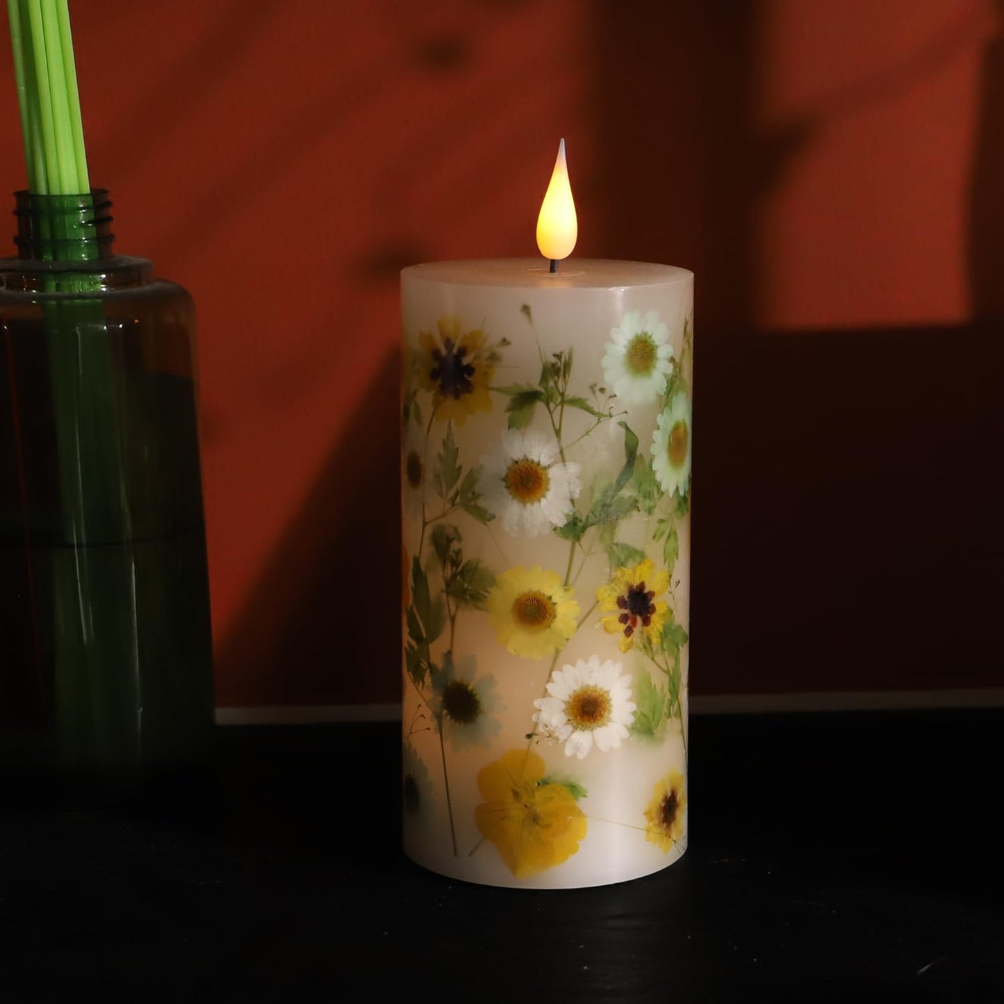 Velas pilar LED floral control remoto temporizador ajustable