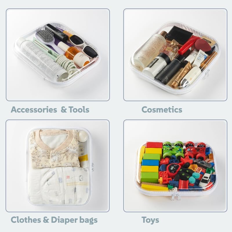 6 Pzas Bolsas Rígidas Transparentes con Cremallera