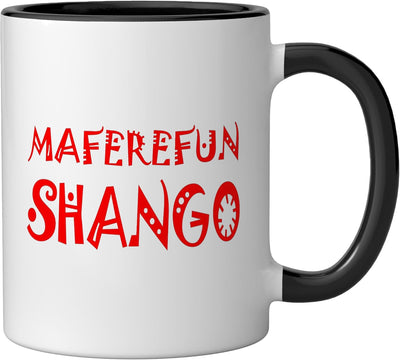 Taza de cerámica Shango Xango Ifa Orisha Goddess Yoruba color negro y blanco