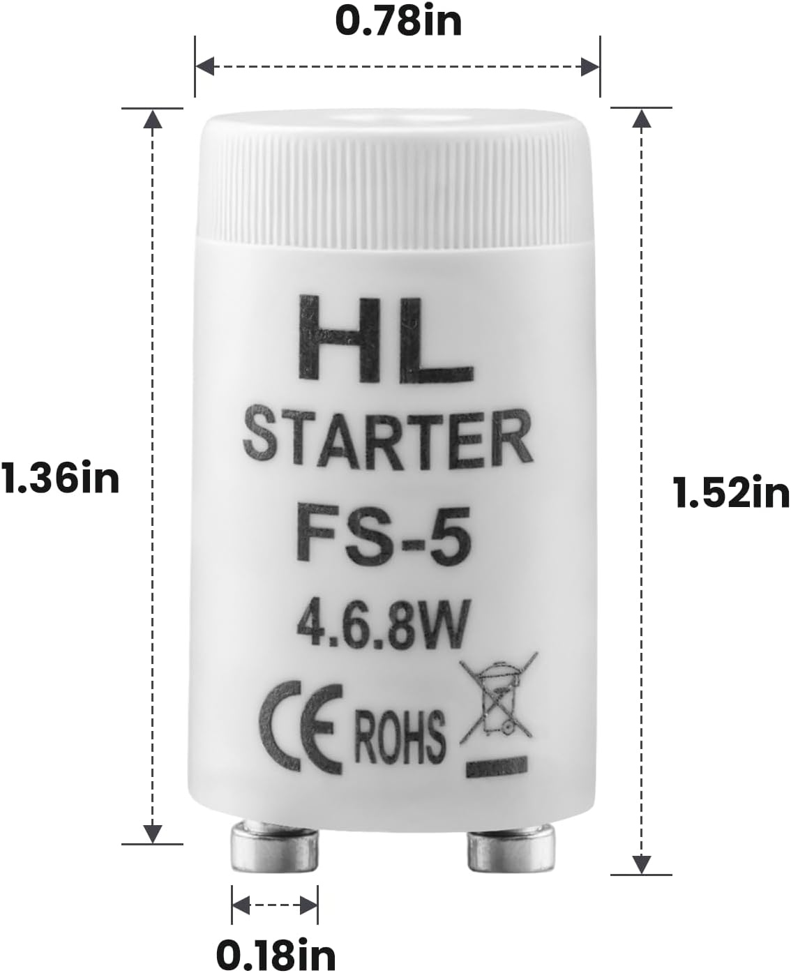 Arrancador luz fluorescente 4-8W comp Interior/Ext 2 Uds