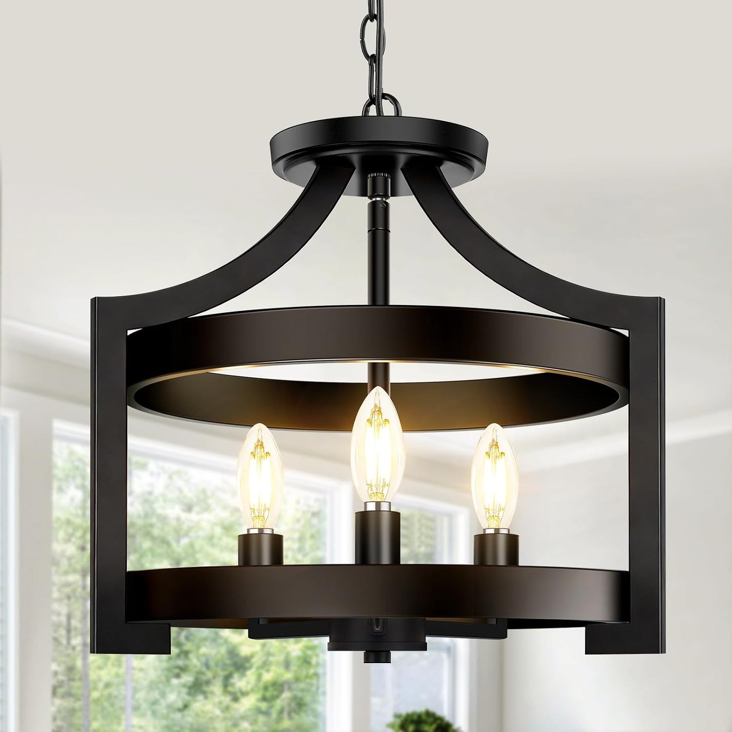 Candelabro 3 luces 14.5pulg ajustable vintage negro comedor