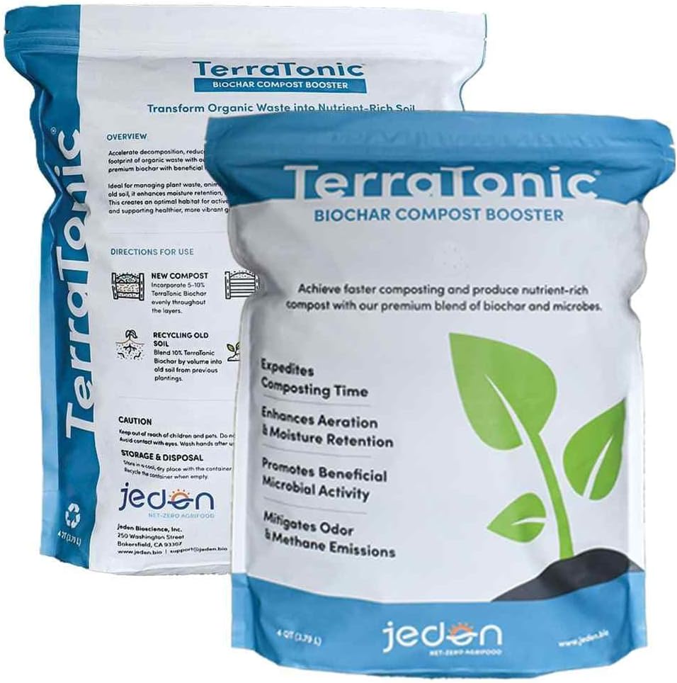 Acelerador compost biochar con microbios 4qt para césped y jardín