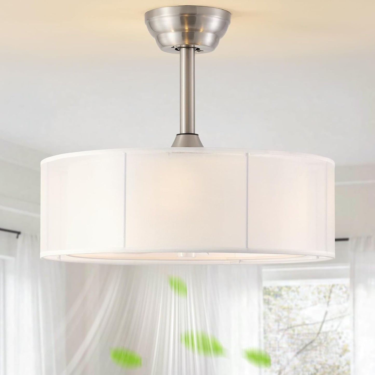 Ventilador techo enjaulado 20pulg luces plateado 6 vel control remoto