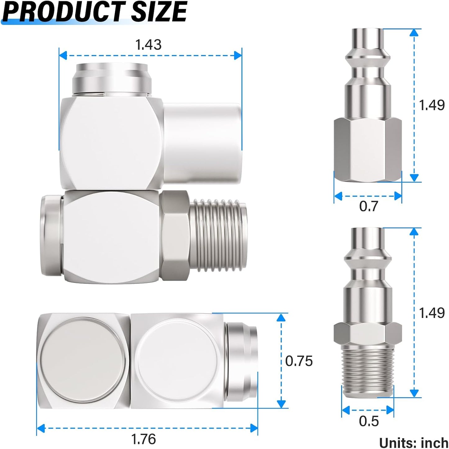 Herramienta neumática 1/4 pulg conector manguera ajuste 360