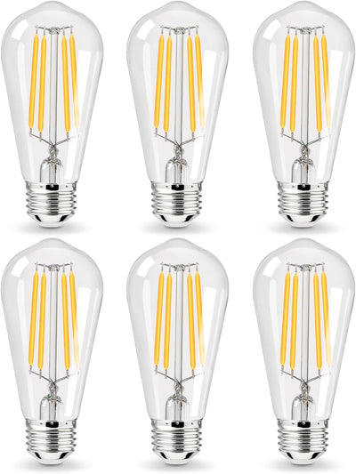 Pack 6 Bombillas LED Edison E26 2700K Blanca Cálida Vintage