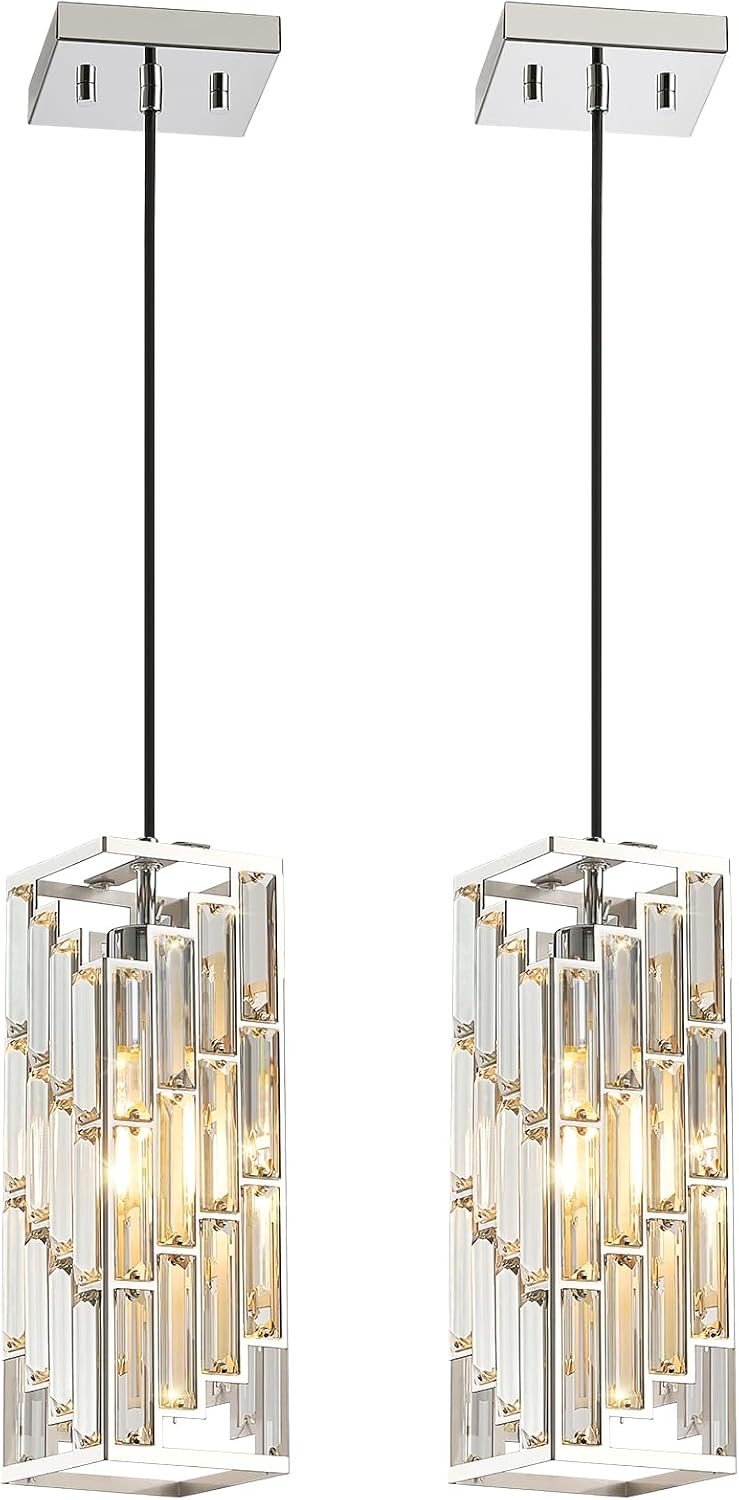Luces colgantes cromadas isla cocina paquete 2 modernas ajustables