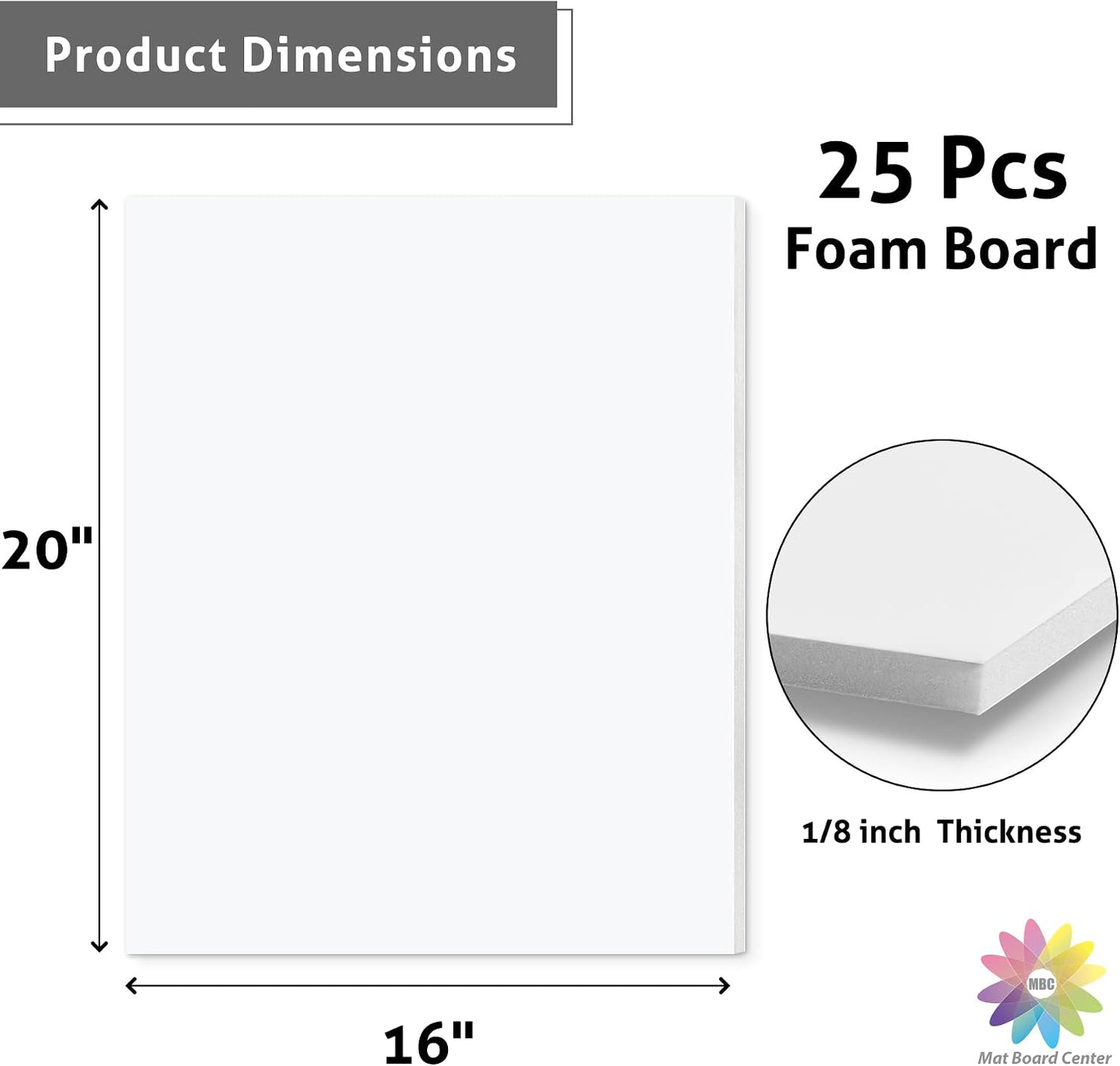 25 Pzas Tableros Espuma 1/8pulg 16x20 Blanca