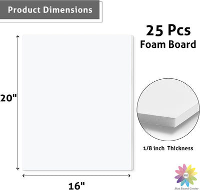 25 Pzas Tableros Espuma 1/8pulg 16x20 Blanca
