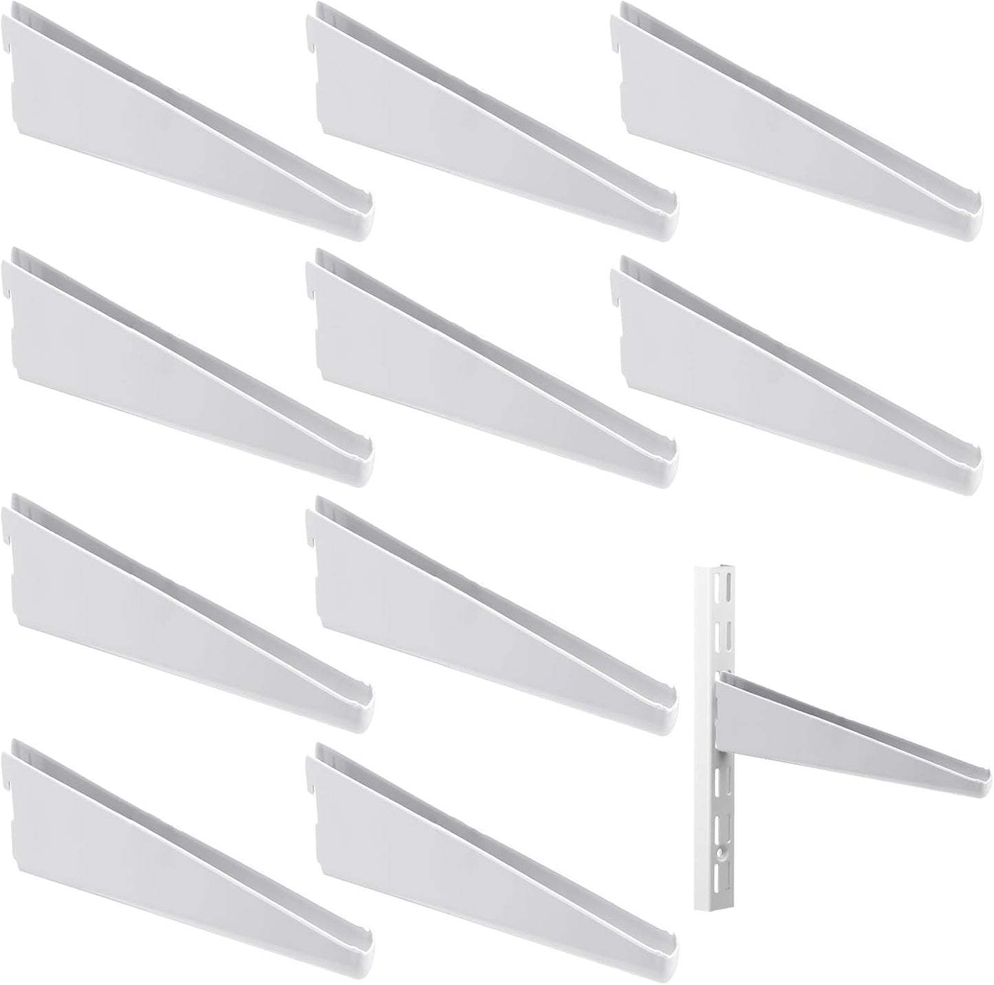 Set 10 Soportes Estante Ajustable Alambre Resistente 4.7pulg Blanco