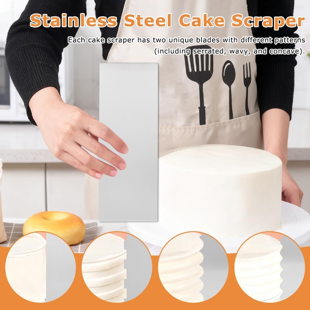 Espátulas de acero inoxidable para tartas con borde estampado