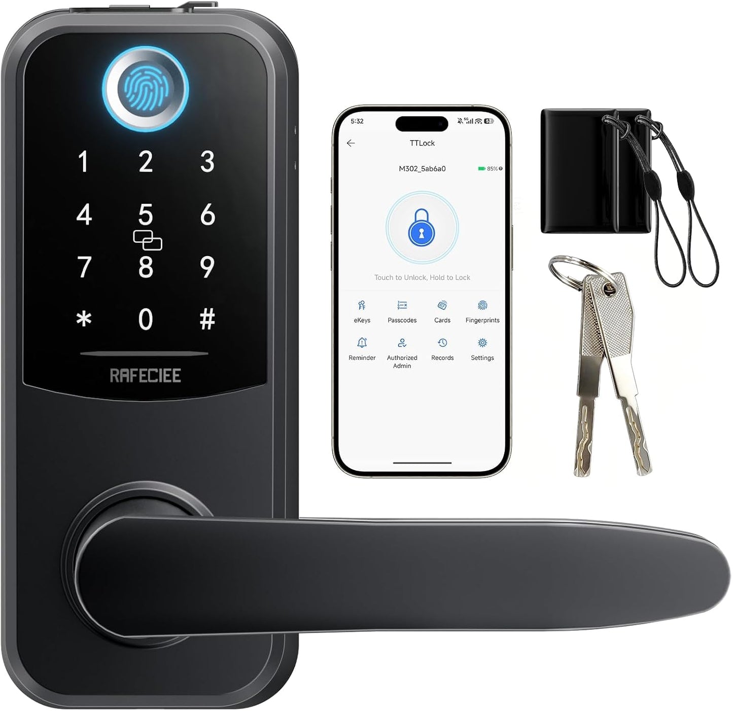 Cerradura puerta electrónica con teclado y asa exterior