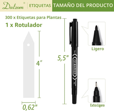 300 Pzas Etiquetas Plástico Impermeables para Jardín Blanco