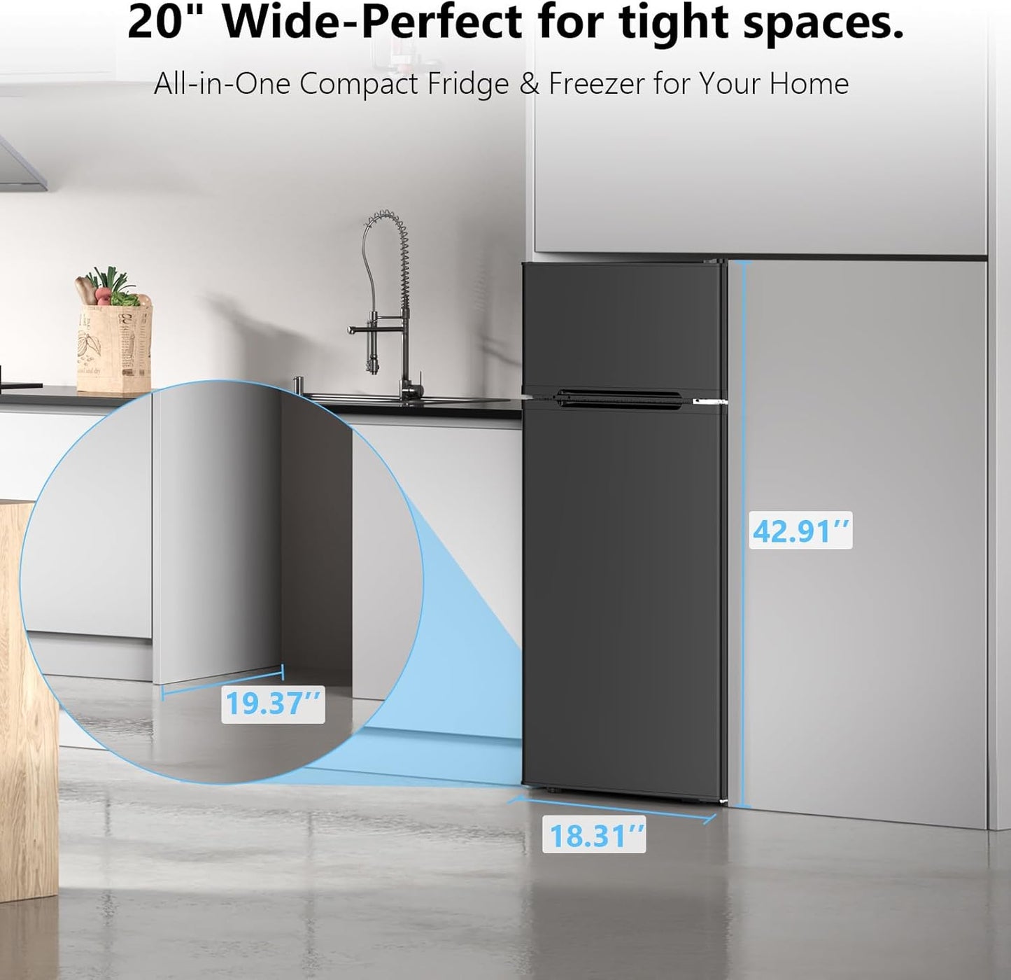 Mini refrigerador 4.5 pies cúbicos con congelador 2 puertas