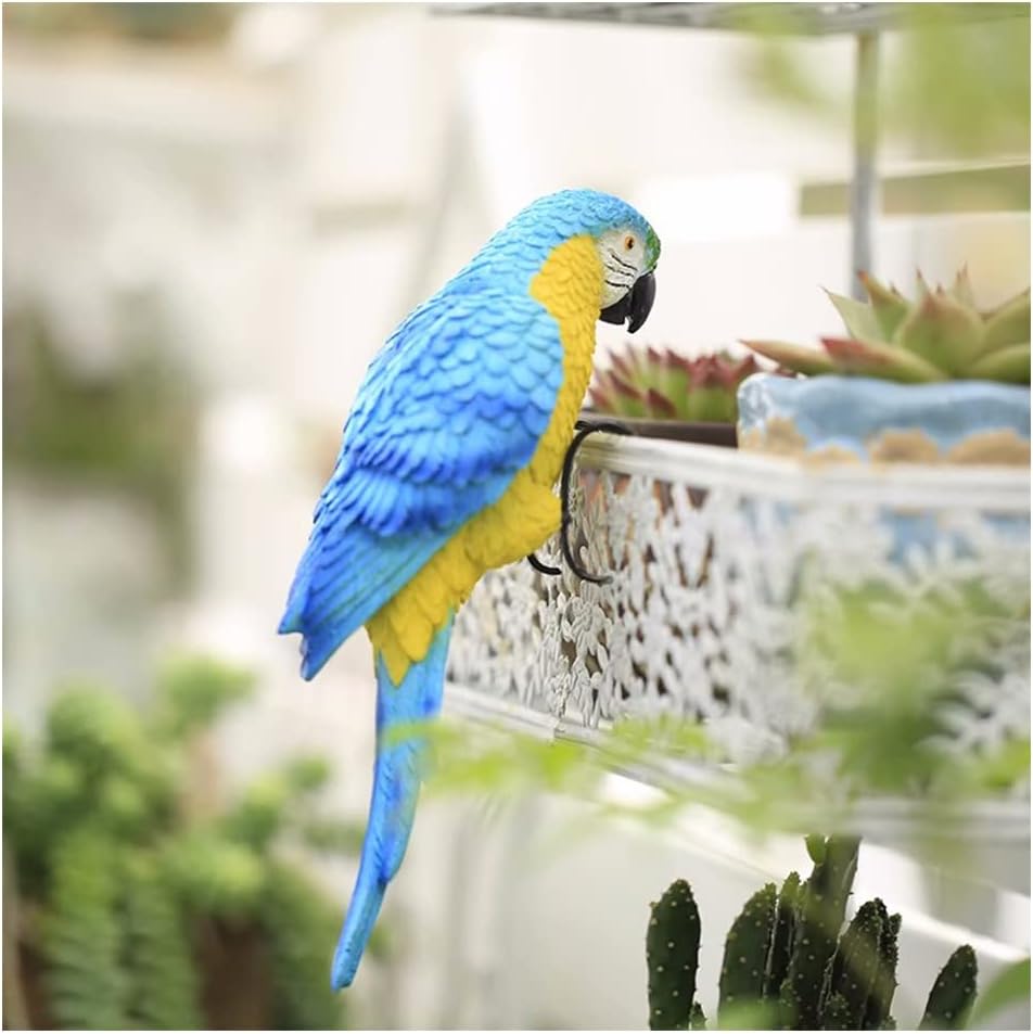 Decoración resina colgar macetas loro 2.7x8.2pulg azul