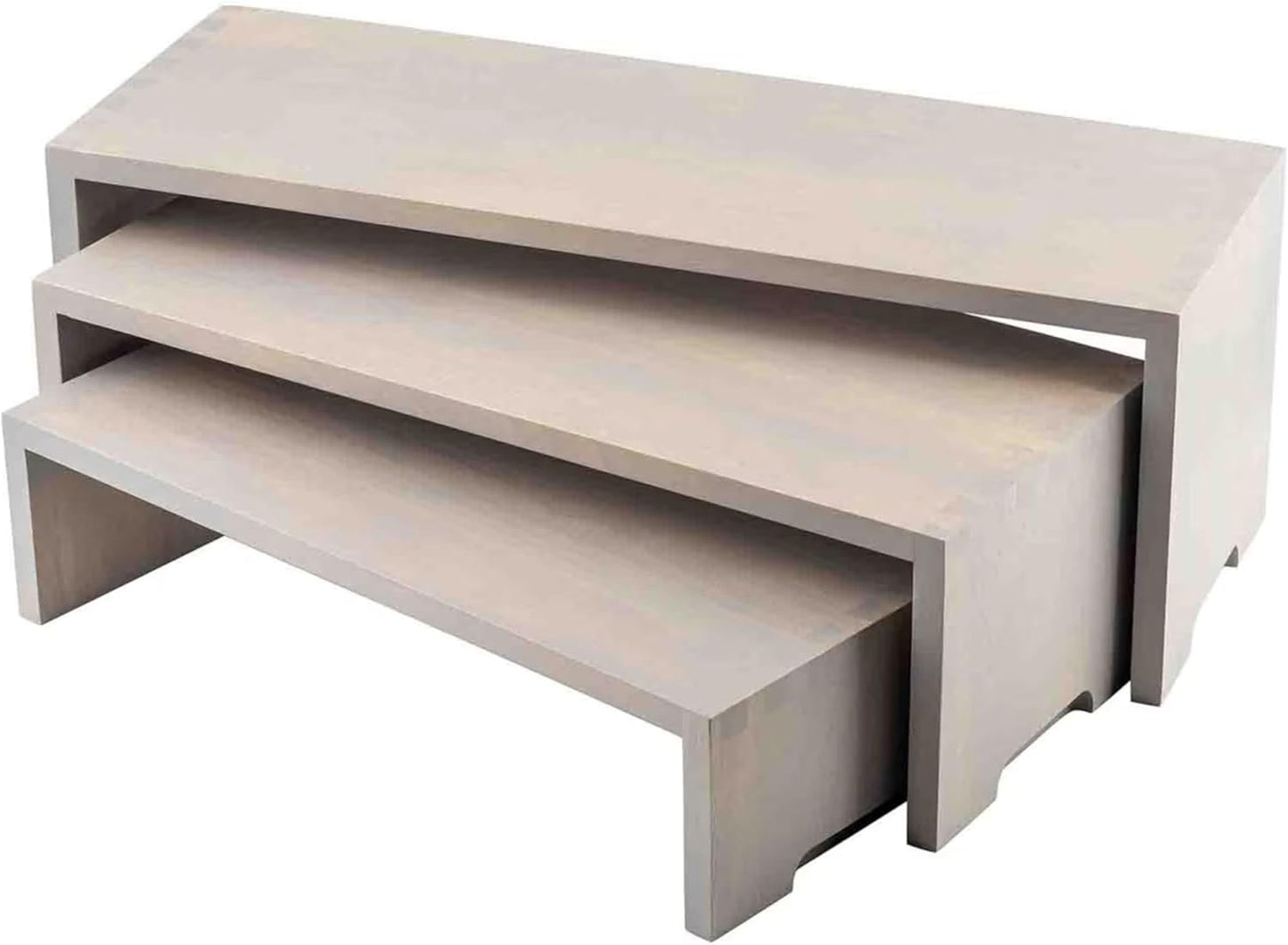 Juego 3 elevadores madera caucho texturizados gris