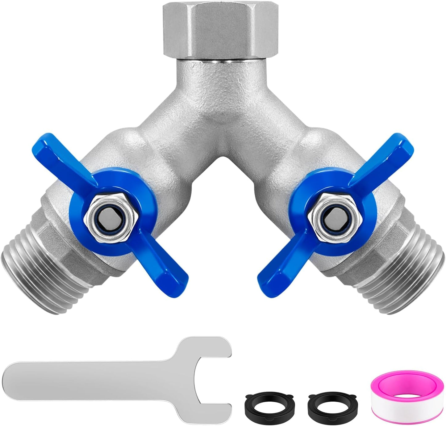 Divisor manguera acero inox 304 3/4pulg con válvulas
