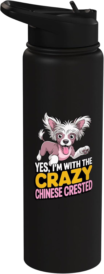 Botella de agua acero inoxidable sin pelo perro chino crestado