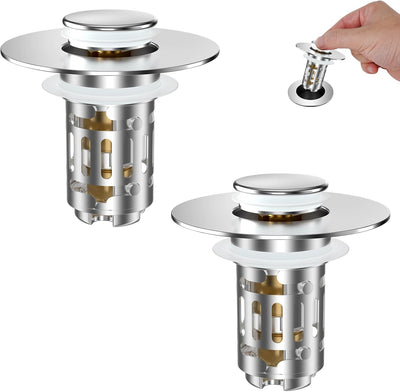 Paquete 2 coladores baño tapón 3en1 acero inox