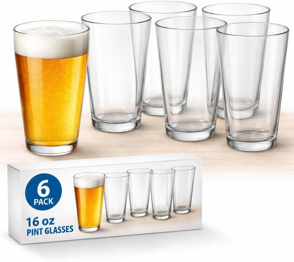 Paquete de 6 vasos de pinta transparentes duraderos