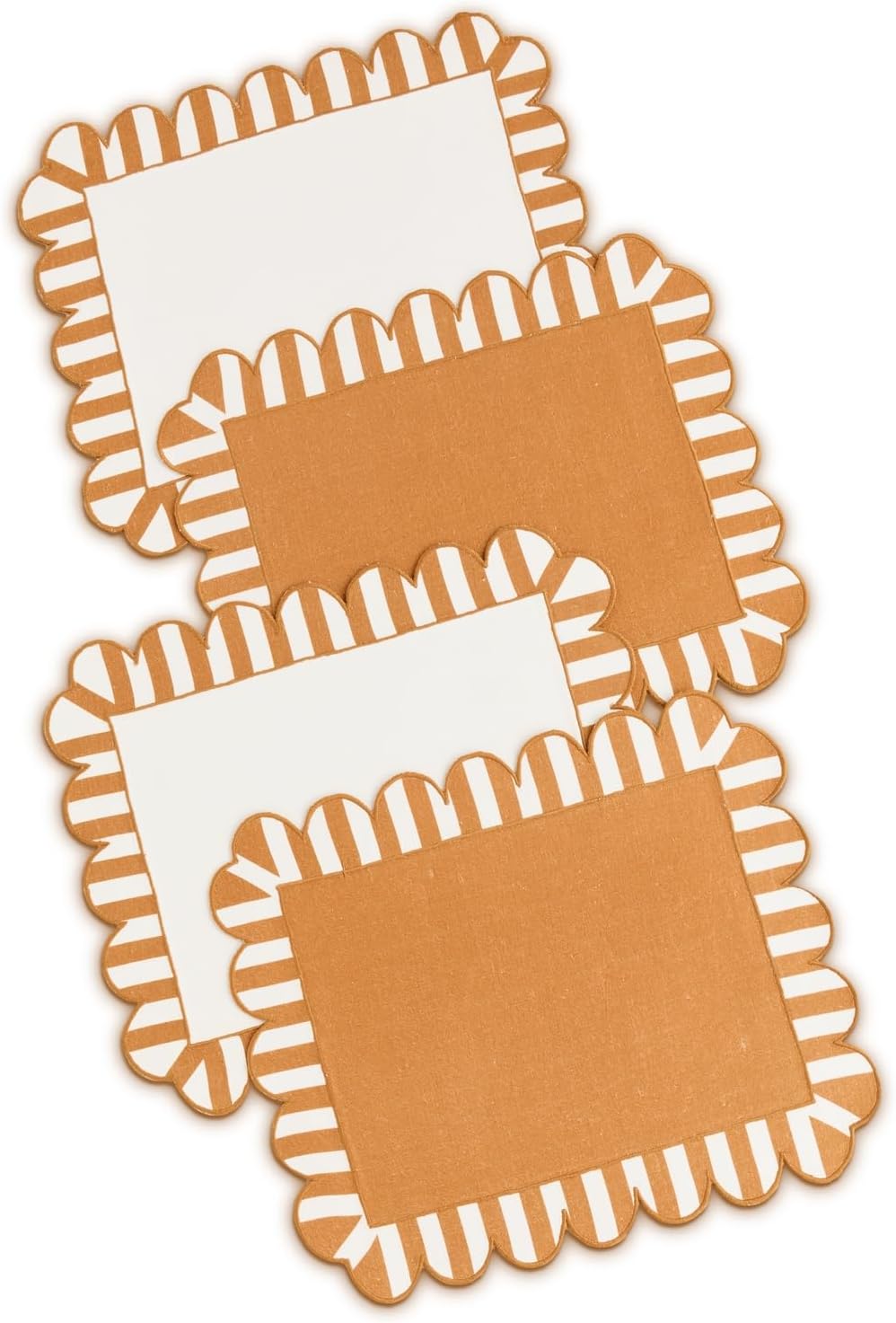 Set 4 servilletas doble cara estampado con escallop color ámbar