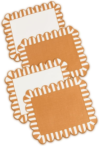 Set 4 servilletas doble cara estampado con escallop color ámbar