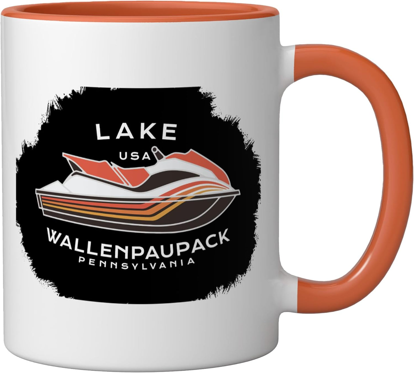 Taza cerámica Lake Wallenpaupack naranja/blanca