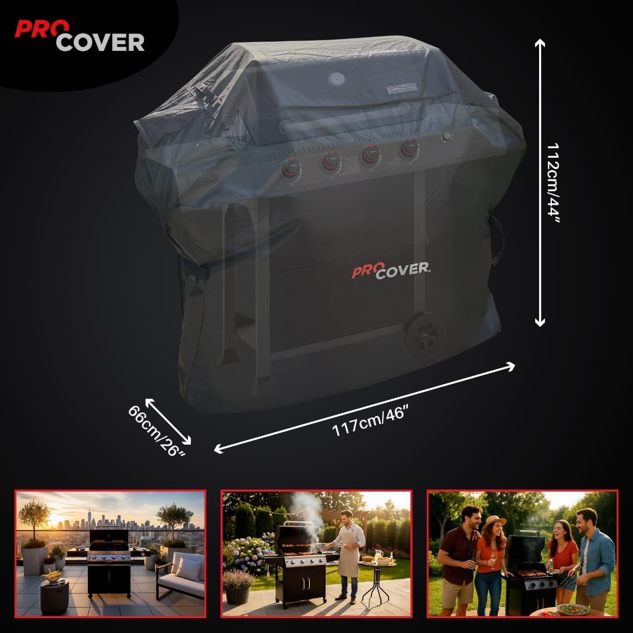 Funda barbacoa al aire libre tela Oxford 600D impermeable 46pulg