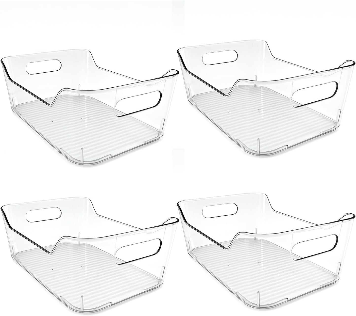 Paquete de 4 cubos de almacenamiento de despensa en acrílico transparente