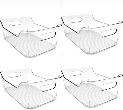 Paquete de 4 cubos de almacenamiento de despensa en acrílico transparente