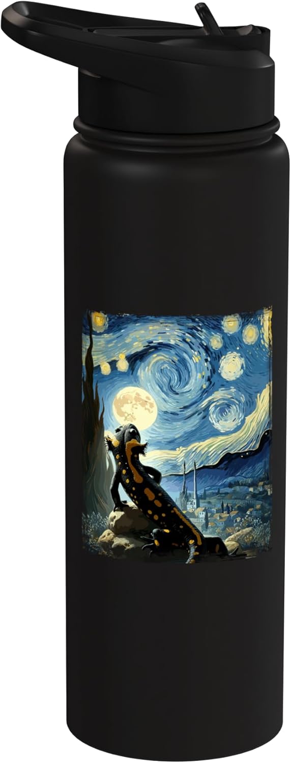 Bottella de agua aislada Van Gogh Starry Night Salamander acero inoxidable