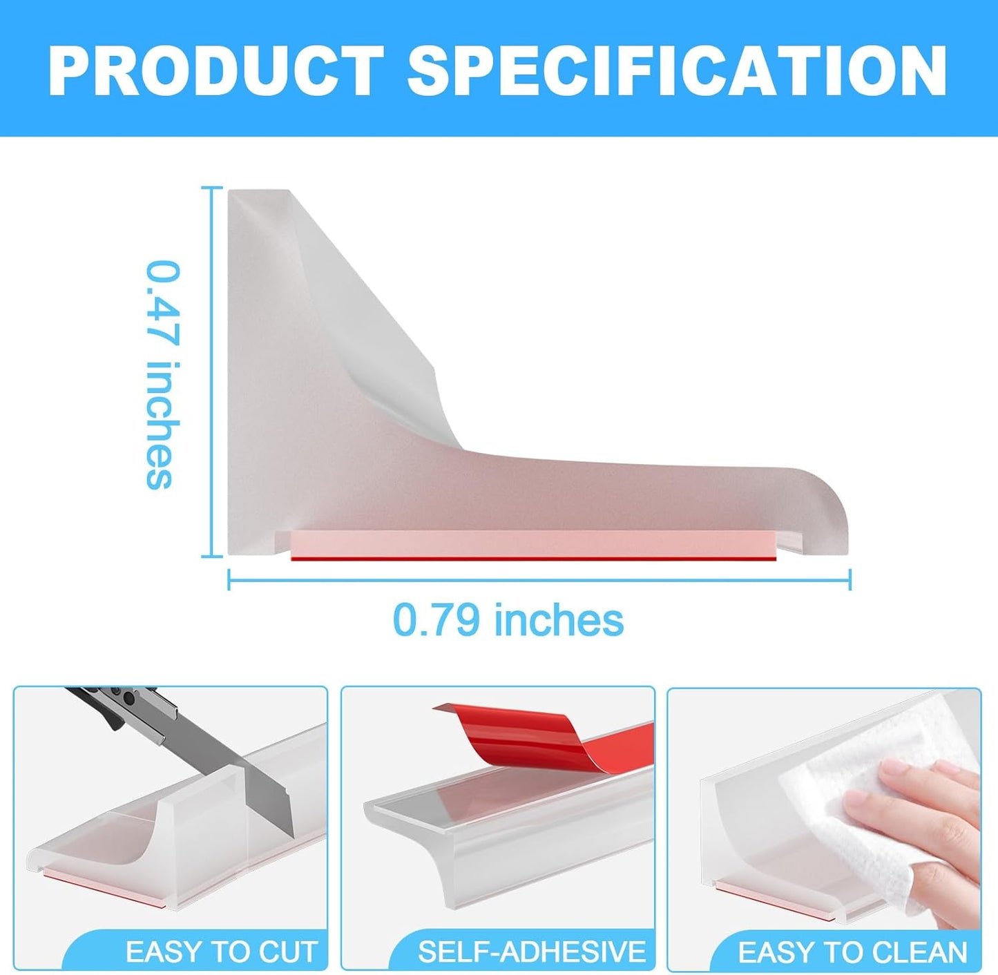 Protector presas ducha tira silicona 39pulg transparente