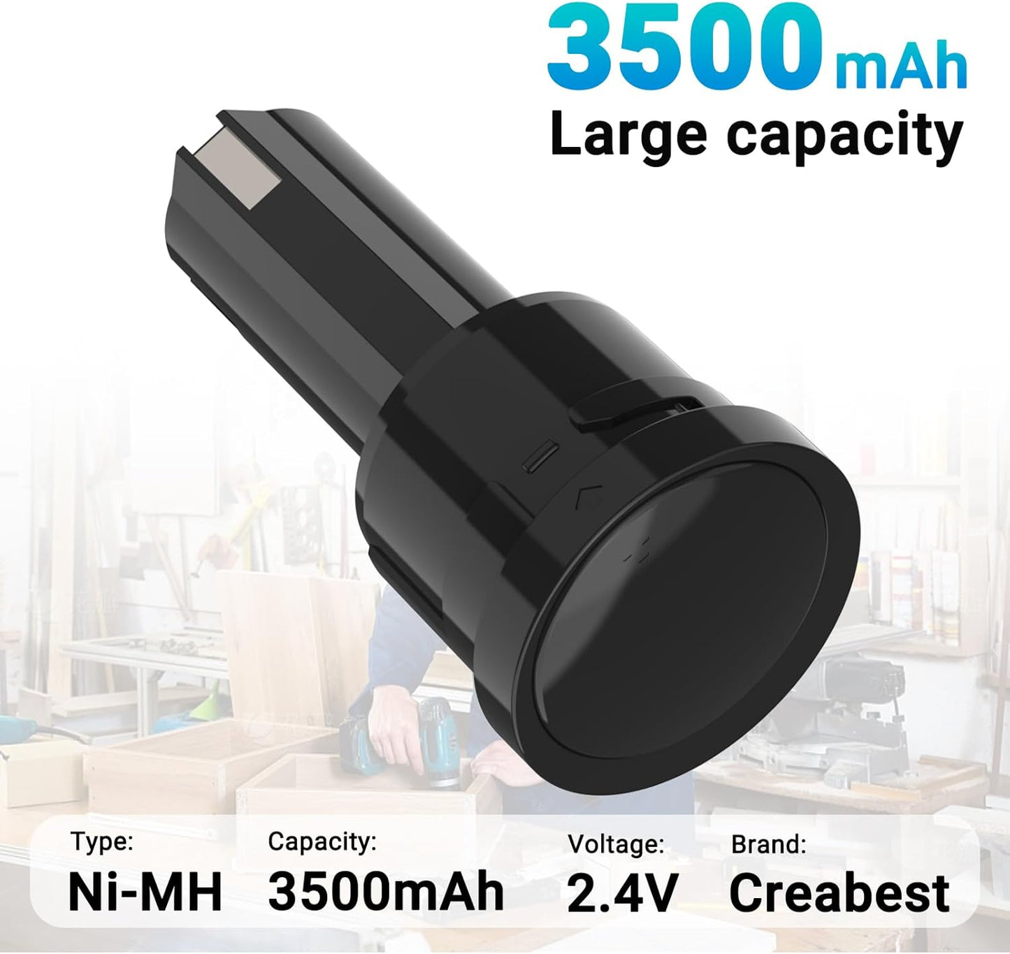2 Baterías Ni-Mh 3500mAh 2.4V para Herramientas Inalámbricas