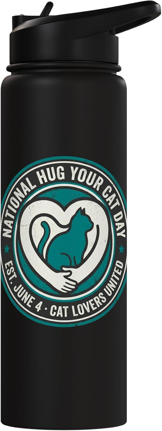 Botella agua acero inox aislada día del gato 4 jun
