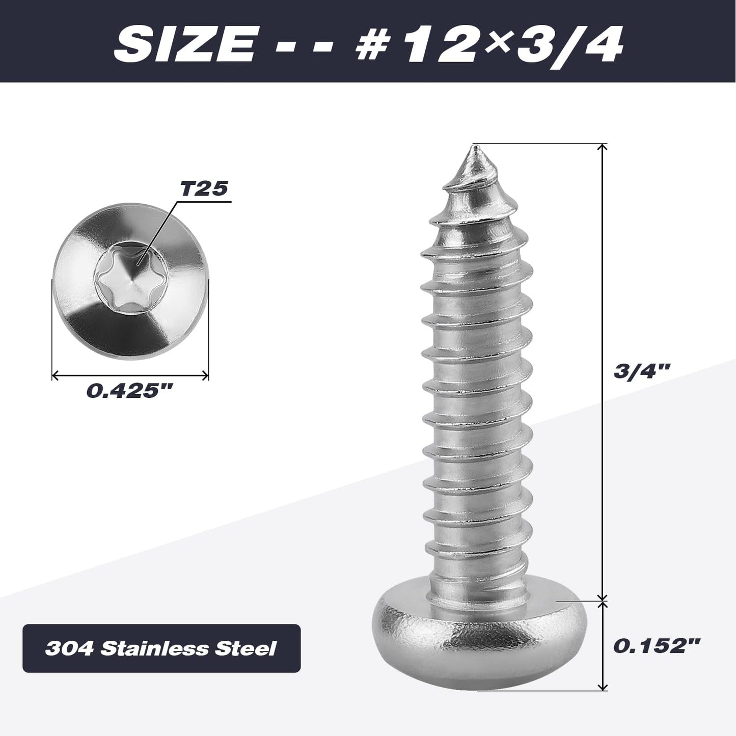 50 Tornillos Torx Acero Inox Redondos Autoatascantes